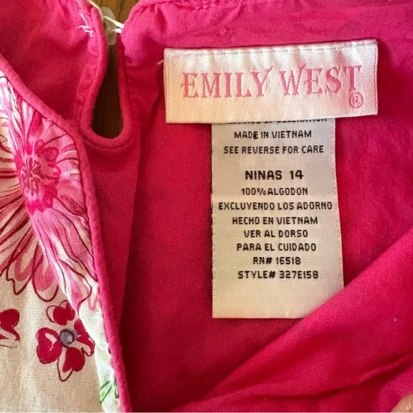 VTG Emily West Girl's Sz 14 Floral Prairie Midi Dress 70s Style Belted EUC Lined - Picture 3 of 12